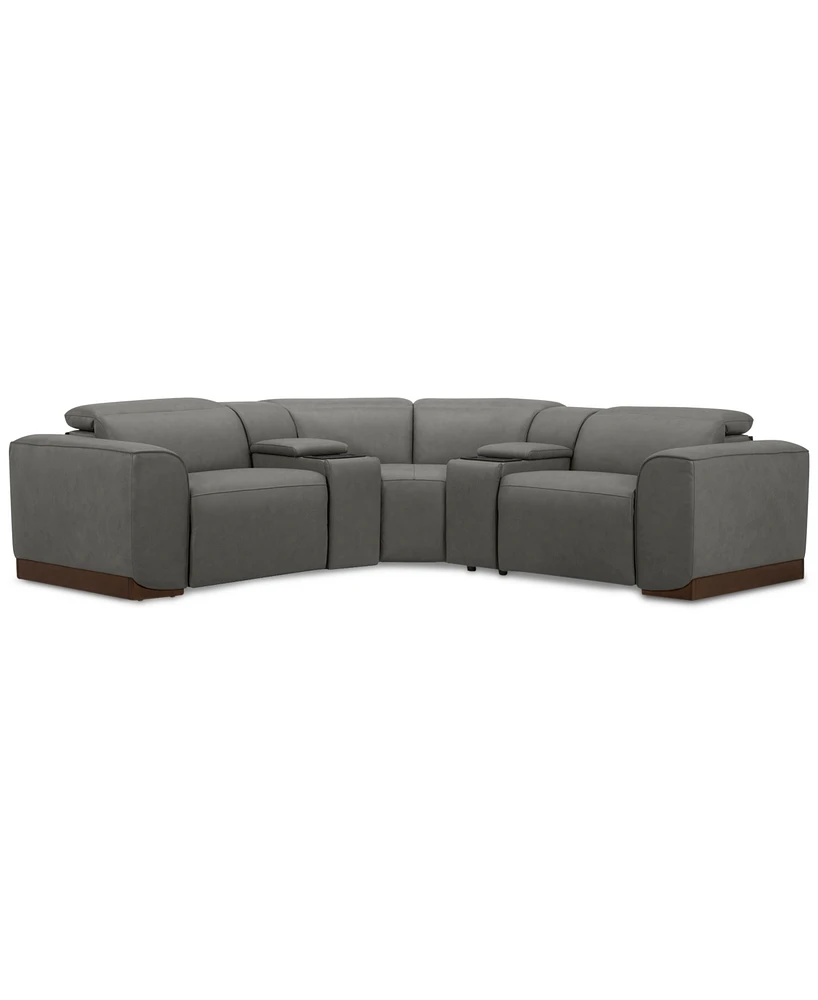 Lovro 5-Pc. Leather Sofa with 2 Power Motion Chairs & Consoles, Created for Macy's