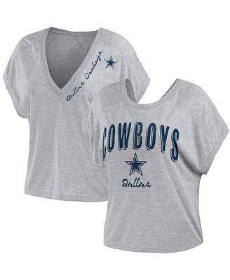Women's Wear by Erin Andrews Heather Gray Dallas Cowboys Reversible T-Shirt