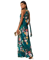 Adrianna by Papell Women's Printed Drape-Back Halter Gown