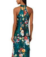 Adrianna by Papell Women's Printed Drape-Back Halter Gown