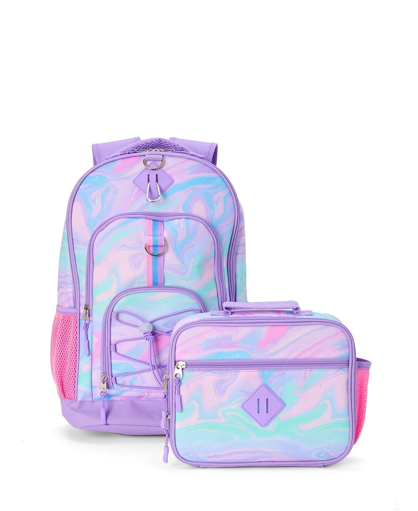 InMocean Girl's Purple Tie Dye Lunchbox Backpack Set