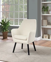 Office Star Della Mid-Century Accent Chair in Linen Fabric with Black Finish Legs