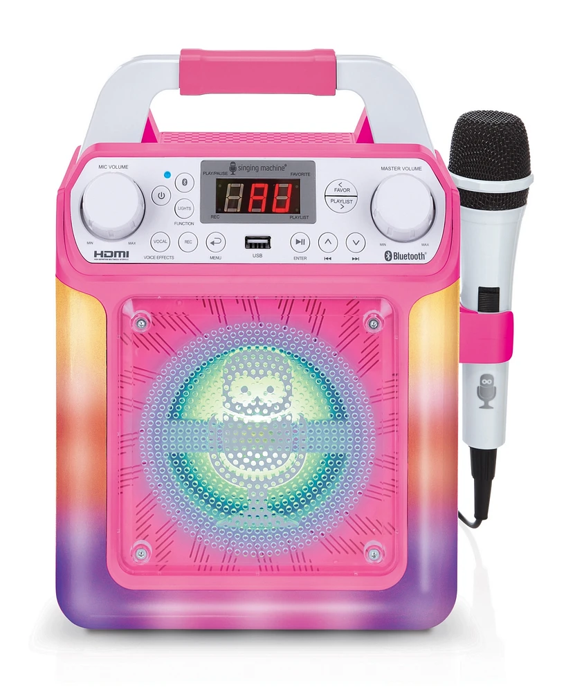 Singing Machine, Groove Mini, Portable Karaoke Machine with Wired Mic, Bluetooth, Led Lights