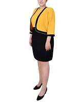Ny Collection Plus 3/4 Sleeve Textured Knit 2 Piece Dress Set