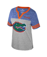 Colosseum Women's Heather Gray Florida Gators Kate Colorblock Notch Neck T-Shirt