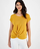 T Tahari Women's Twist-Hem Dolman-Sleeve Top