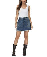 Frye Women's Denim Flounce-Hem Skirt