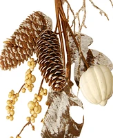 National Tree Company 6' Artificial Autumn Garland, White, Made with Pumpkins, Gourds, Maple Leaves, Pinecones, Berry Clusters, Autumn Collection