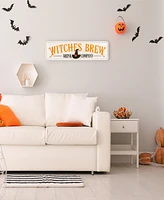 National Tree Company 31" Hanging Wall Decoration, White, 'Witches Brew Drink Company', Metal Construction, Halloween Collection