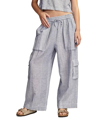 Lucky Brand Women's Drawstring Linen-Blend Cargo Pants