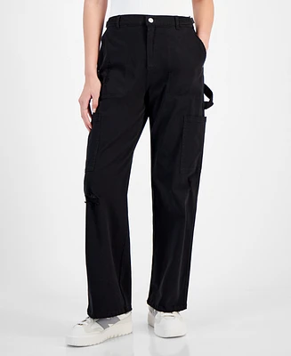 Ultra Flirt Juniors' High-Rise Washed Cargo Pants