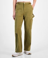 Ultra Flirt Juniors' High-Rise Washed Cargo Pants