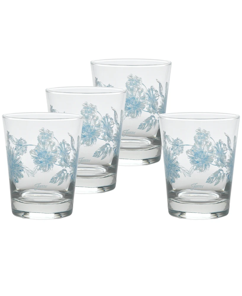 Fiesta Botanical Floral 15-Ounce Dof Double Old Fashioned Glass Set of 4