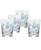 Fiesta Botanical Floral 15-Ounce Dof Double Old Fashioned Glass Set of 4