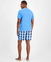 Club Room Men's Solid T-Shirt & Woven Plaid Boxer Set, Created for Macys