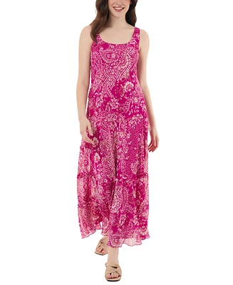 Jones New York Petite Printed Tiered Maxi Dress