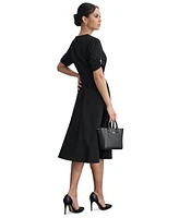 Dkny Women's Round-Neck Scuba Crepe Fit & Flare Dress