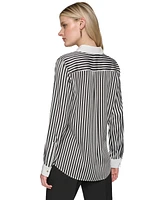 Karl Lagerfeld Women's Striped Long-Sleeve Blouse