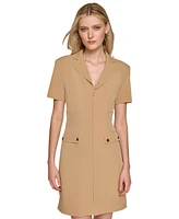 Karl Lagerfeld Paris Women's Zip-Front Crepe Sheath Dress