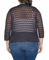 Belldini Plus Size Pointelle Stich Flowy Open Cardigan Sweater