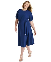 Dkny Plus Size Round-Neck Fit & Flare Scuba Crepe Dress