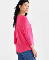 Style & Co Women's Cotton Square-Neck Knit Top