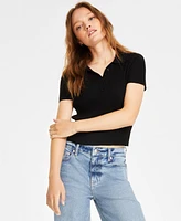 Calvin Klein Jeans Women's Ribbed Short-Sleeve Polo Shirt