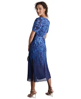 Dkny Women's Printed Sweetheart-Neck Short-Sleeve Midi Dress