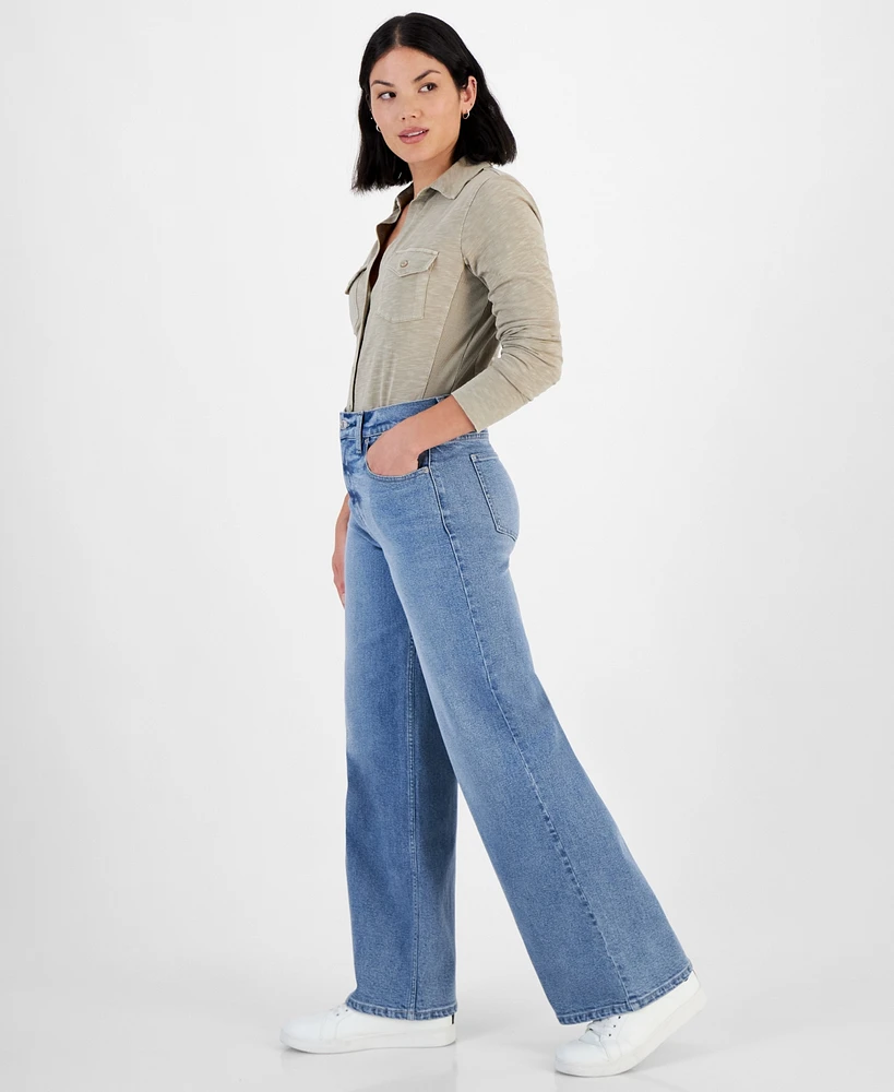 Calvin Klein Jeans Petite High Rise Wide-Leg Jeans