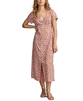 Lucky Brand Women's Floral-Print Short-Sleeve Button-Front Midi Dress