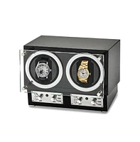 Diamond2Deal High Gloss Carbon Fiber Finish Glass Door Dual Watch Winder