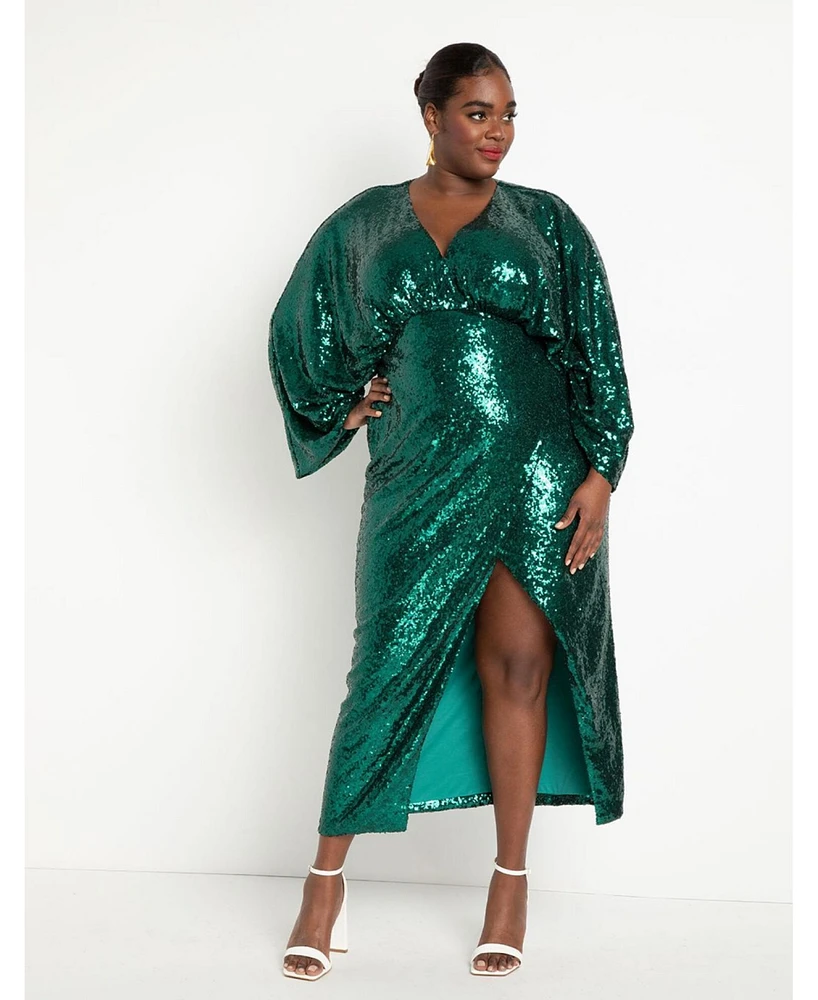 Eloquii Plus Dolman Sleeve Sequin Dress