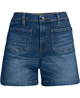 Lands' End Women's Recover High Rise Patch Pocket 5" Jean Shorts