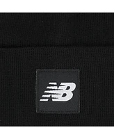 New Balance Men's Women's Woven Nb Logo Cuffed Knit Beanie, One Size, Black