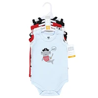 Hudson Baby Boys Cotton Sleeveless Bodysuits, Pirate Shark