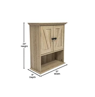 Merrick Lane Delilah Wall Mounted Bathroom Medicine Cabinet With Adjustable Shelf, Lower Open And Magnetic Closure Doors