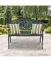 Sugift 40 Inch Outdoor Aluminum Antique Garden Patio Bench