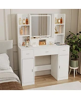 Smart mirror dressing table with storage and drawers
