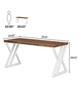 Tribesigns Writing Computer Desk, 55 inch Heavy Duty Study Desk with Z-Shaped Metal Leg, Modern Simple Home Office