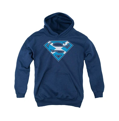 Superman Boys Youth Scottish Shield Pull Over Hoodie / Hooded Sweatshirt