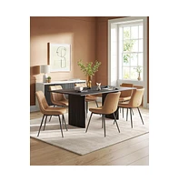 Leather Dining Chairs Set of 2, Comfortable Upholstered Seat with Metal Legs Swivel Leveling Feet