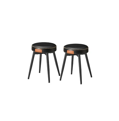 Slickblue Dining Stools Set of 2, Synthetic Leather with Stitching, Mid-Century Modern
