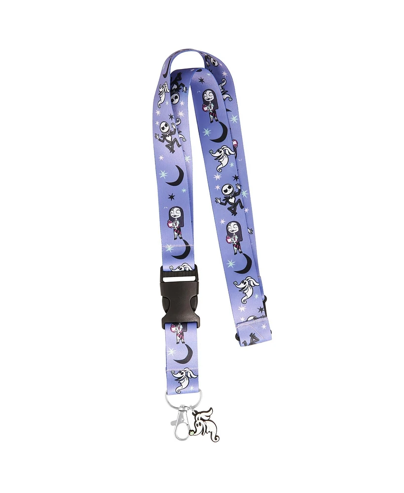 Disney Nightmare Before Christmas Lanyard Lanyard for Pin Trading, Id Badges, Keys - Jack and Sally Lanyard Keychain with Zero the Dog Charm