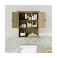 Merrick Lane Delilah Wall Mounted Bathroom Medicine Cabinet With Adjustable Shelf, Lower Open And Magnetic Closure Doors