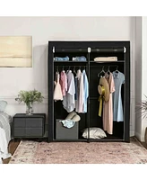 Slickblue Closet Storage Organizer, Portable Wardrobe With Hanging Rods, Clothes Rack, Foldable, Cloakroom