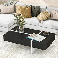 Simplie Fun Contemporary Rectangle Design Living Room Furniture, Modern High Gloss Surface Cocktail Table