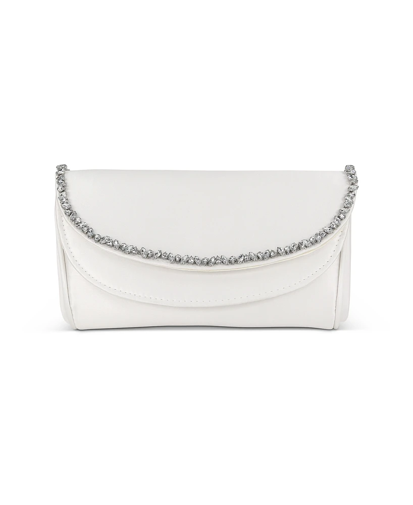 Jewel Badgley Mischka Woman's Talia Double Flap Clutch with Crystal Necklace