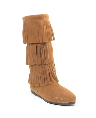 Minnetonka Women's Suede 3-Layer Fringe Boots