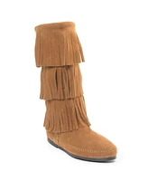 Minnetonka Women's Suede 3-Layer Fringe Boots