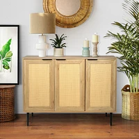 Streamdale Furniture Elegant Kitchen Buffet with Rattan Doors & 3-Tier Shelving